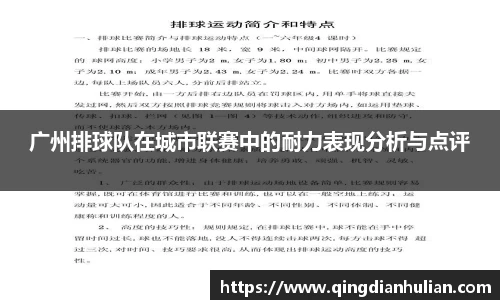 广州排球队在城市联赛中的耐力表现分析与点评